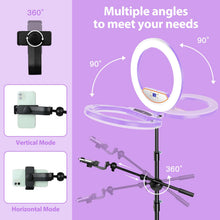 Load image into Gallery viewer, 22'' Ring Light with 75'' Tripod Stand, LED Display/2 USB Ports/6500K Dimmable Ring Light for ipad Phone Holder for Tattoo Lash Live Makeup Video Recording TikTok Barber Stylist Photography