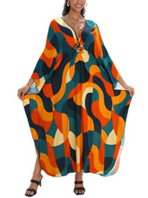Load image into Gallery viewer, NFVNKJ Boho Kaftan Plus Size Dress for Women, Batwing Sleeve Beach Cover Up, Casual Loose-Fit Loungewear and Swimsuit Dress