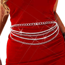 Load image into Gallery viewer, BODIY Rhinestone Waist Chains Gold Chain Belt Sparkly Crystal Belly Chains Chunky Body Chain Jewelry for Women