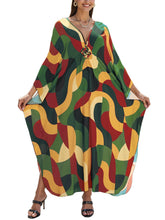 Load image into Gallery viewer, NFVNKJ Boho Kaftan Plus Size Dress for Women, Batwing Sleeve Beach Cover Up, Casual Loose-Fit Loungewear and Swimsuit Dress