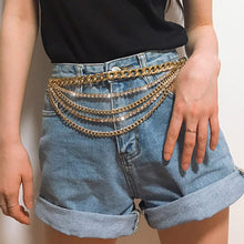 Load image into Gallery viewer, BODIY Rhinestone Waist Chains Gold Chain Belt Sparkly Crystal Belly Chains Chunky Body Chain Jewelry for Women