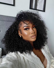 Load image into Gallery viewer, virginess Kinky Curly Half Wig Human Hair Wear Go Glueless Wigs 20 Inch Curly 3 In 1 Half Wigs for Black Women Drawstring Seamless Flip Headband Wig Human Hair Beginner Friendly
