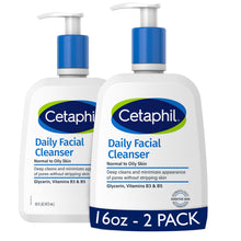 Load image into Gallery viewer, Cetaphil Daily Facial Cleanser Sensitive &amp; Oily Skin, 20 oz | Gentle foaming face wash, soap-free, hypoallergenic, combination to oily skin, dermatologist recommended, daily skincare
