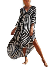 Load image into Gallery viewer, NFVNKJ Boho Kaftan Plus Size Dress for Women, Batwing Sleeve Beach Cover Up, Casual Loose-Fit Loungewear and Swimsuit Dress