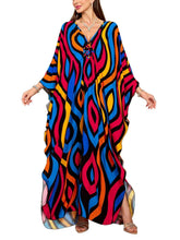 Load image into Gallery viewer, NFVNKJ Boho Kaftan Plus Size Dress for Women, Batwing Sleeve Beach Cover Up, Casual Loose-Fit Loungewear and Swimsuit Dress