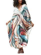 Load image into Gallery viewer, NFVNKJ Boho Kaftan Plus Size Dress for Women, Batwing Sleeve Beach Cover Up, Casual Loose-Fit Loungewear and Swimsuit Dress
