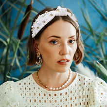 Load image into Gallery viewer, Brown Headband for Women Pearl Knotted Headband Sparkly Rhinestone Pearls Top Knotted Headbands Fashion Accessories Cute Hair Bands for Women Girls