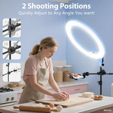 Load image into Gallery viewer, 22'' Ring Light with 75'' Tripod Stand, LED Display/2 USB Ports/6500K Dimmable Ring Light for ipad Phone Holder for Tattoo Lash Live Makeup Video Recording TikTok Barber Stylist Photography