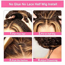 Load image into Gallery viewer, virginess Kinky Curly Half Wig Human Hair Wear Go Glueless Wigs 20 Inch Curly 3 In 1 Half Wigs for Black Women Drawstring Seamless Flip Headband Wig Human Hair Beginner Friendly