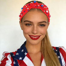 Load image into Gallery viewer, Brown Headband for Women Pearl Knotted Headband Sparkly Rhinestone Pearls Top Knotted Headbands Fashion Accessories Cute Hair Bands for Women Girls