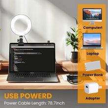 Load image into Gallery viewer, 22'' Ring Light with 75'' Tripod Stand, LED Display/2 USB Ports/6500K Dimmable Ring Light for ipad Phone Holder for Tattoo Lash Live Makeup Video Recording TikTok Barber Stylist Photography