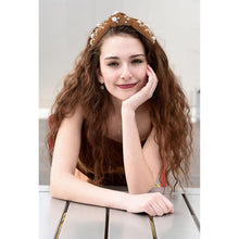Load image into Gallery viewer, Brown Headband for Women Pearl Knotted Headband Sparkly Rhinestone Pearls Top Knotted Headbands Fashion Accessories Cute Hair Bands for Women Girls