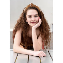 Load image into Gallery viewer, Brown Headband for Women Pearl Knotted Headband Sparkly Rhinestone Pearls Top Knotted Headbands Fashion Accessories Cute Hair Bands for Women Girls