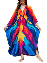 Load image into Gallery viewer, NFVNKJ Boho Kaftan Plus Size Dress for Women, Batwing Sleeve Beach Cover Up, Casual Loose-Fit Loungewear and Swimsuit Dress