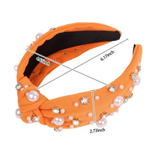 Load image into Gallery viewer, Brown Headband for Women Pearl Knotted Headband Sparkly Rhinestone Pearls Top Knotted Headbands Fashion Accessories Cute Hair Bands for Women Girls