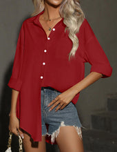 Load image into Gallery viewer, HOTOUCH Women Oversized Button Down Shirts Long Sleeve Blouses with Pocket | Lifgtweight Soft Drop Shoulder Tops, Boyfriend Causal Daily Office Outfits, Fashion Clothes