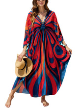 Load image into Gallery viewer, NFVNKJ Boho Kaftan Plus Size Dress for Women, Batwing Sleeve Beach Cover Up, Casual Loose-Fit Loungewear and Swimsuit Dress