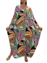 Load image into Gallery viewer, NFVNKJ Boho Kaftan Plus Size Dress for Women, Batwing Sleeve Beach Cover Up, Casual Loose-Fit Loungewear and Swimsuit Dress