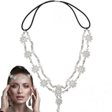 Load image into Gallery viewer, Head Chain Jewelry Headpiece Rhinestone Wedding Headband Headpiece Bohemian Style Rhinestone Headband Diamond Head Chain Hair Accessories for Women Girls Hair Decoration(Gold)