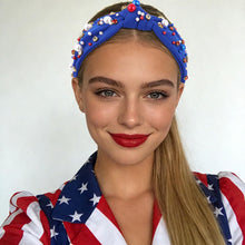 Load image into Gallery viewer, Brown Headband for Women Pearl Knotted Headband Sparkly Rhinestone Pearls Top Knotted Headbands Fashion Accessories Cute Hair Bands for Women Girls