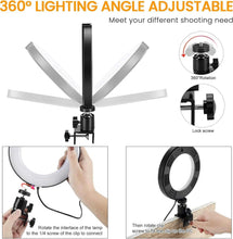 Load image into Gallery viewer, 22'' Ring Light with 75'' Tripod Stand, LED Display/2 USB Ports/6500K Dimmable Ring Light for ipad Phone Holder for Tattoo Lash Live Makeup Video Recording TikTok Barber Stylist Photography