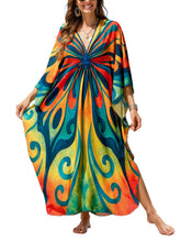 Load image into Gallery viewer, NFVNKJ Boho Kaftan Plus Size Dress for Women, Batwing Sleeve Beach Cover Up, Casual Loose-Fit Loungewear and Swimsuit Dress