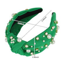 Load image into Gallery viewer, Brown Headband for Women Pearl Knotted Headband Sparkly Rhinestone Pearls Top Knotted Headbands Fashion Accessories Cute Hair Bands for Women Girls
