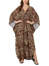 Load image into Gallery viewer, NFVNKJ Boho Kaftan Plus Size Dress for Women, Batwing Sleeve Beach Cover Up, Casual Loose-Fit Loungewear and Swimsuit Dress