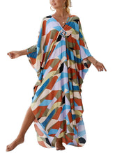 Load image into Gallery viewer, NFVNKJ Boho Kaftan Plus Size Dress for Women, Batwing Sleeve Beach Cover Up, Casual Loose-Fit Loungewear and Swimsuit Dress