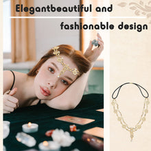 Load image into Gallery viewer, Head Chain Jewelry Headpiece Rhinestone Wedding Headband Headpiece Bohemian Style Rhinestone Headband Diamond Head Chain Hair Accessories for Women Girls Hair Decoration(Gold)