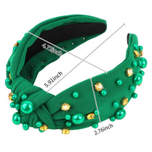 Load image into Gallery viewer, Brown Headband for Women Pearl Knotted Headband Sparkly Rhinestone Pearls Top Knotted Headbands Fashion Accessories Cute Hair Bands for Women Girls