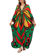 Load image into Gallery viewer, NFVNKJ Boho Kaftan Plus Size Dress for Women, Batwing Sleeve Beach Cover Up, Casual Loose-Fit Loungewear and Swimsuit Dress