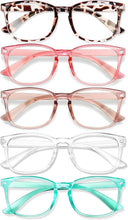 Load image into Gallery viewer, Blue Light Glasses for Woman Men, 99% Blocking Square Frame 5 Pairs | Anti Eyestrain &amp; UV Glare Protection, Computer Blue Light Blocking Glasses for Gaming TV Phone Screen