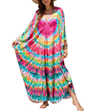 Load image into Gallery viewer, NFVNKJ Boho Kaftan Plus Size Dress for Women, Batwing Sleeve Beach Cover Up, Casual Loose-Fit Loungewear and Swimsuit Dress