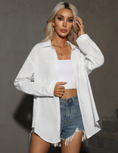 Load image into Gallery viewer, HOTOUCH Women Oversized Button Down Shirts Long Sleeve Blouses with Pocket | Lifgtweight Soft Drop Shoulder Tops, Boyfriend Causal Daily Office Outfits, Fashion Clothes