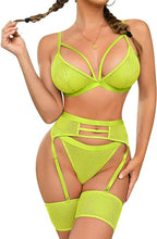 Load image into Gallery viewer, Sweet And Spicy Lingerie Set Neon Green