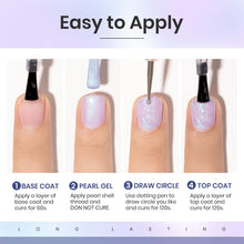 Load image into Gallery viewer, MIZHSE Pearl Gel Nail Polish Set, 6 Colors Iridescent Shimmer Aurora Blue Pearl White Purple Mermaid Gel Nail Polish Soak Off U V LED Shell Thread Effect,for Nail Salon Home Manicure
