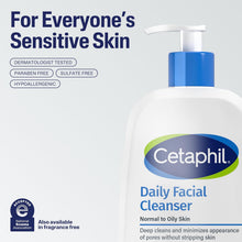 Load image into Gallery viewer, Cetaphil Daily Facial Cleanser Sensitive &amp; Oily Skin, 20 oz | Gentle foaming face wash, soap-free, hypoallergenic, combination to oily skin, dermatologist recommended, daily skincare