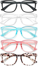Load image into Gallery viewer, Blue Light Glasses for Woman Men, 99% Blocking Square Frame 5 Pairs | Anti Eyestrain &amp; UV Glare Protection, Computer Blue Light Blocking Glasses for Gaming TV Phone Screen