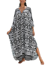Load image into Gallery viewer, NFVNKJ Boho Kaftan Plus Size Dress for Women, Batwing Sleeve Beach Cover Up, Casual Loose-Fit Loungewear and Swimsuit Dress