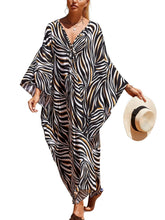 Load image into Gallery viewer, NFVNKJ Boho Kaftan Plus Size Dress for Women, Batwing Sleeve Beach Cover Up, Casual Loose-Fit Loungewear and Swimsuit Dress