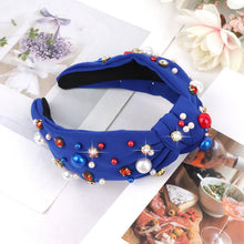 Load image into Gallery viewer, Brown Headband for Women Pearl Knotted Headband Sparkly Rhinestone Pearls Top Knotted Headbands Fashion Accessories Cute Hair Bands for Women Girls