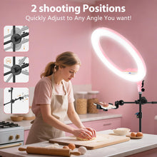 Load image into Gallery viewer, 22'' Ring Light with 75'' Tripod Stand, LED Display/2 USB Ports/6500K Dimmable Ring Light for ipad Phone Holder for Tattoo Lash Live Makeup Video Recording TikTok Barber Stylist Photography