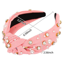Load image into Gallery viewer, Brown Headband for Women Pearl Knotted Headband Sparkly Rhinestone Pearls Top Knotted Headbands Fashion Accessories Cute Hair Bands for Women Girls