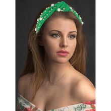 Load image into Gallery viewer, Brown Headband for Women Pearl Knotted Headband Sparkly Rhinestone Pearls Top Knotted Headbands Fashion Accessories Cute Hair Bands for Women Girls