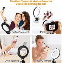Load image into Gallery viewer, 22'' Ring Light with 75'' Tripod Stand, LED Display/2 USB Ports/6500K Dimmable Ring Light for ipad Phone Holder for Tattoo Lash Live Makeup Video Recording TikTok Barber Stylist Photography