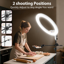 Load image into Gallery viewer, 22'' Ring Light with 75'' Tripod Stand, LED Display/2 USB Ports/6500K Dimmable Ring Light for ipad Phone Holder for Tattoo Lash Live Makeup Video Recording TikTok Barber Stylist Photography