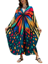 Load image into Gallery viewer, NFVNKJ Boho Kaftan Plus Size Dress for Women, Batwing Sleeve Beach Cover Up, Casual Loose-Fit Loungewear and Swimsuit Dress