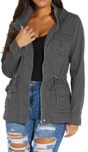 Load image into Gallery viewer, VisiChenup Casual Jacket for Women Fall Long Sleeves Utility Trendy Coat with Zipper Pocket