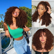Load image into Gallery viewer, virginess Kinky Curly Half Wig Human Hair Wear Go Glueless Wigs 20 Inch Curly 3 In 1 Half Wigs for Black Women Drawstring Seamless Flip Headband Wig Human Hair Beginner Friendly